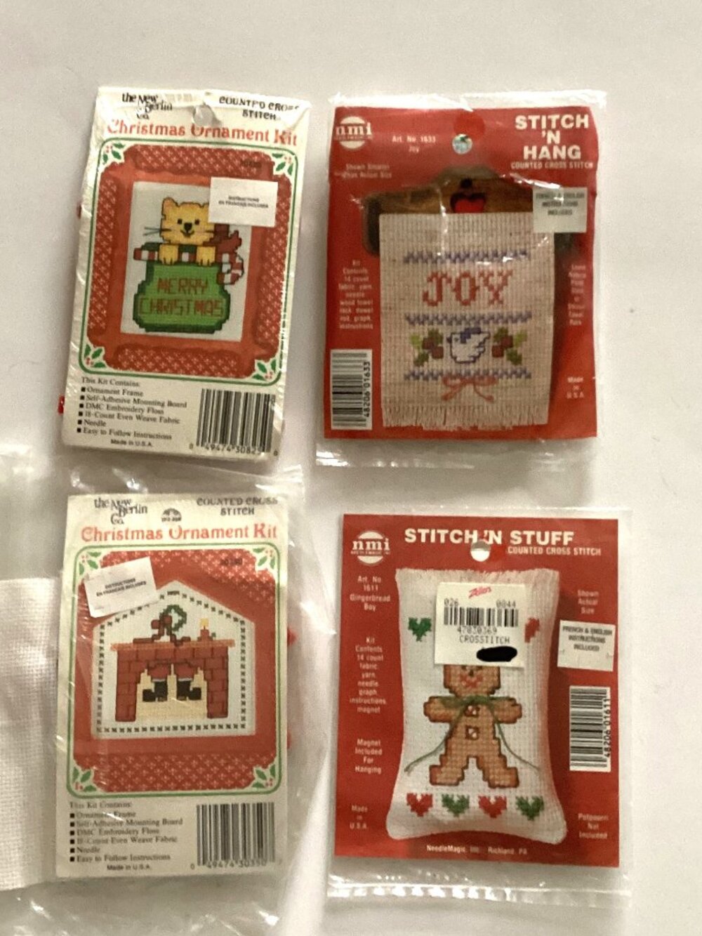 4 Vintage The New Berlin Co. Mini Counted Cross Stitch Kits Ornament Collectable